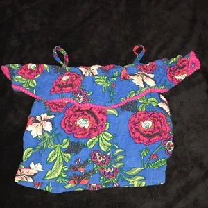 Girls Art class shirt 4/5 blue floral